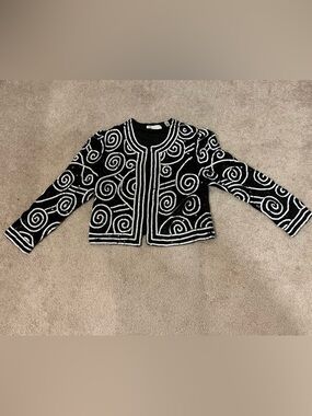 Valerie Stevens Pure Silk Vintage Sequin Swirl Pattern Jacket